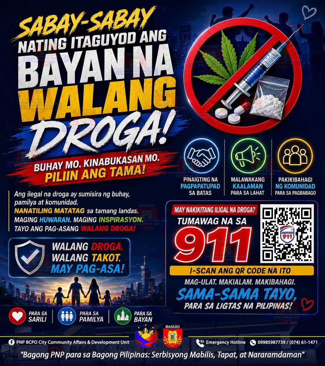 PNPBaguio's tweet photo. 🚨 𝗞𝗔𝗠𝗣𝗔𝗡𝗬𝗔 𝗞𝗢𝗡𝗧𝗥𝗔 𝗜𝗟𝗜𝗚𝗔𝗟 𝗡𝗔 𝗗𝗥𝗢𝗚𝗔 🚨
𝖠𝗇𝗀 𝗅𝖺𝖻𝖺𝗇 𝗄𝗈𝗇𝗍𝗋𝖺 𝗂𝗅𝗂𝗀𝖺𝗅 𝗇𝖺 𝖽𝗋𝗈𝗀𝖺 𝖺𝗒 𝗁𝗂𝗇𝖽𝗂 𝗅𝖺𝗆𝖺𝗇𝗀 𝗍𝗎𝗇𝗀𝗄𝗎𝗅𝗂𝗇 𝗇𝗀 𝗄𝖺𝗉𝗎𝗅𝗂𝗌𝖺𝗇. 𝖨𝗍𝗈 𝖺𝗒 𝗋𝖾𝗌𝗉𝗈𝗇𝗌𝗂𝖻𝗂𝗅𝗂𝖽𝖺𝖽 𝗇𝗀 𝖻𝖺𝗐𝖺𝗍 𝗂𝗌𝖺. 🤝

#procar https://t.co/ywS03hMtOG