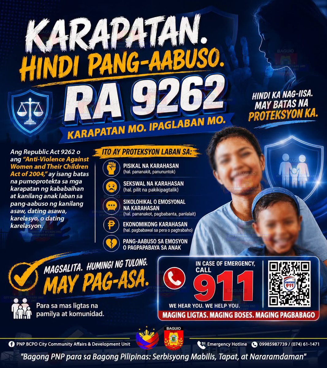 PNPBaguio's tweet photo. 𝗞𝗔𝗥𝗔𝗛𝗔𝗦𝗔𝗡 𝗔𝗬 𝗛𝗜𝗡𝗗𝗜 𝗣𝗔𝗚𝗠𝗔𝗠𝗔𝗛𝗔𝗟. 𝗔𝗟𝗔𝗠𝗜𝗡 𝗔𝗡𝗚 𝗜𝗬𝗢𝗡𝗚 𝗠𝗚𝗔 𝗞𝗔𝗥𝗔𝗣𝗔𝗧𝗔𝗡! 🚨

#procar https://t.co/yTlF0iyfyq