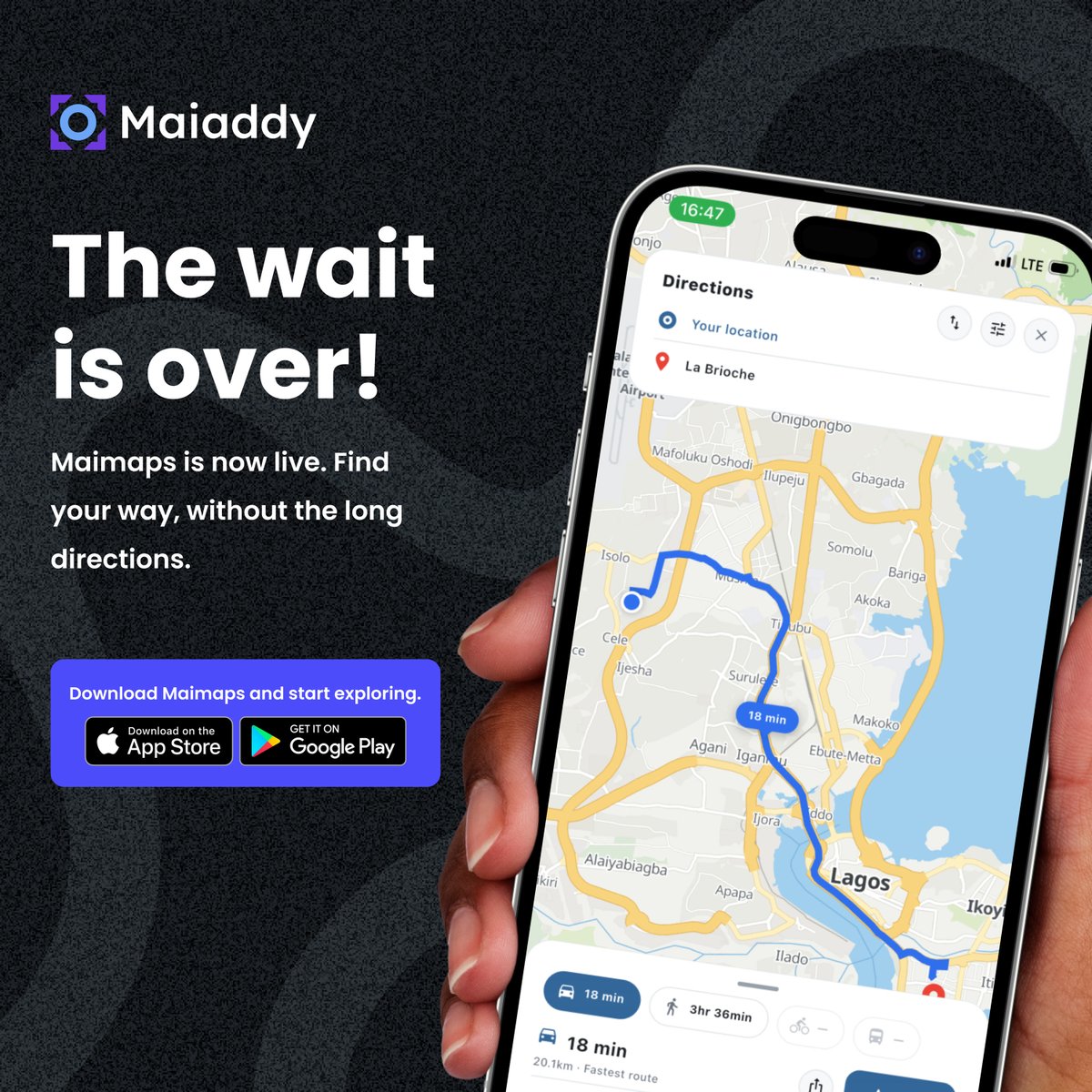 maiaddyHQ's tweet photo. The wait is over.

Maimaps is now live.

No more explaining landmarks, bus stops, or junctions. Just share your Loccode and let people find the right street.

Download Maimaps today and experience a better way to navigate.

#Maimaps #MaiaddyLaunch #NigerianTech https://t.co/ymb3R42aEN