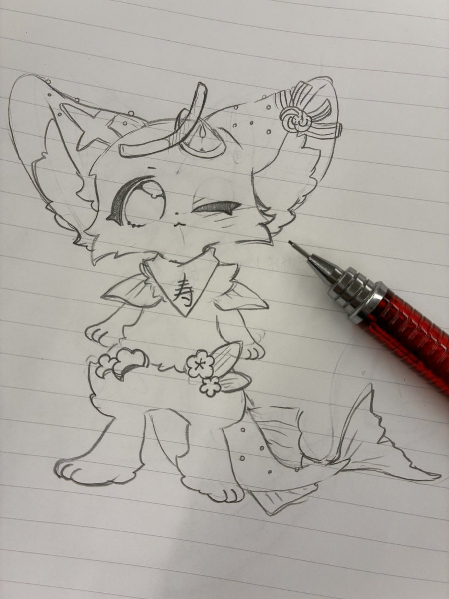 DeepBlueDesert_'s tweet photo. おめでたい日の塩やきちゃん🐟✮*｡ﾟ

#ケモノ
#オリケモ https://t.co/t4KCNSCJvm