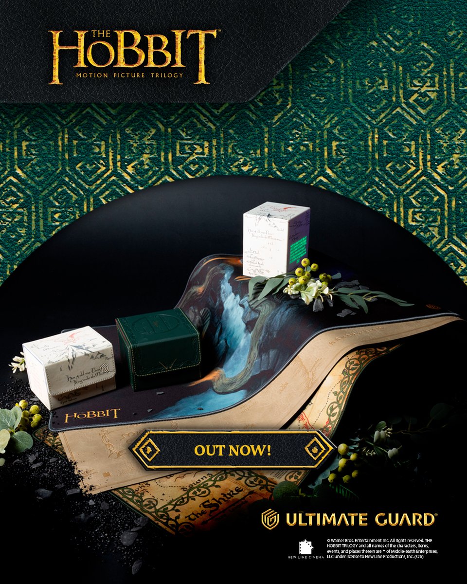 UltimateGuard's tweet photo. The road goes ever on… and the wait is over.

The new The Hobbit Ultimate Guard collection is OUT NOW.

Inspired by the lands, legends, and treasures of Middle-earth, these accessories are ready for your next adventure.

#UltimateGuard #TheHobbit https://t.co/Vhg6SqovGs