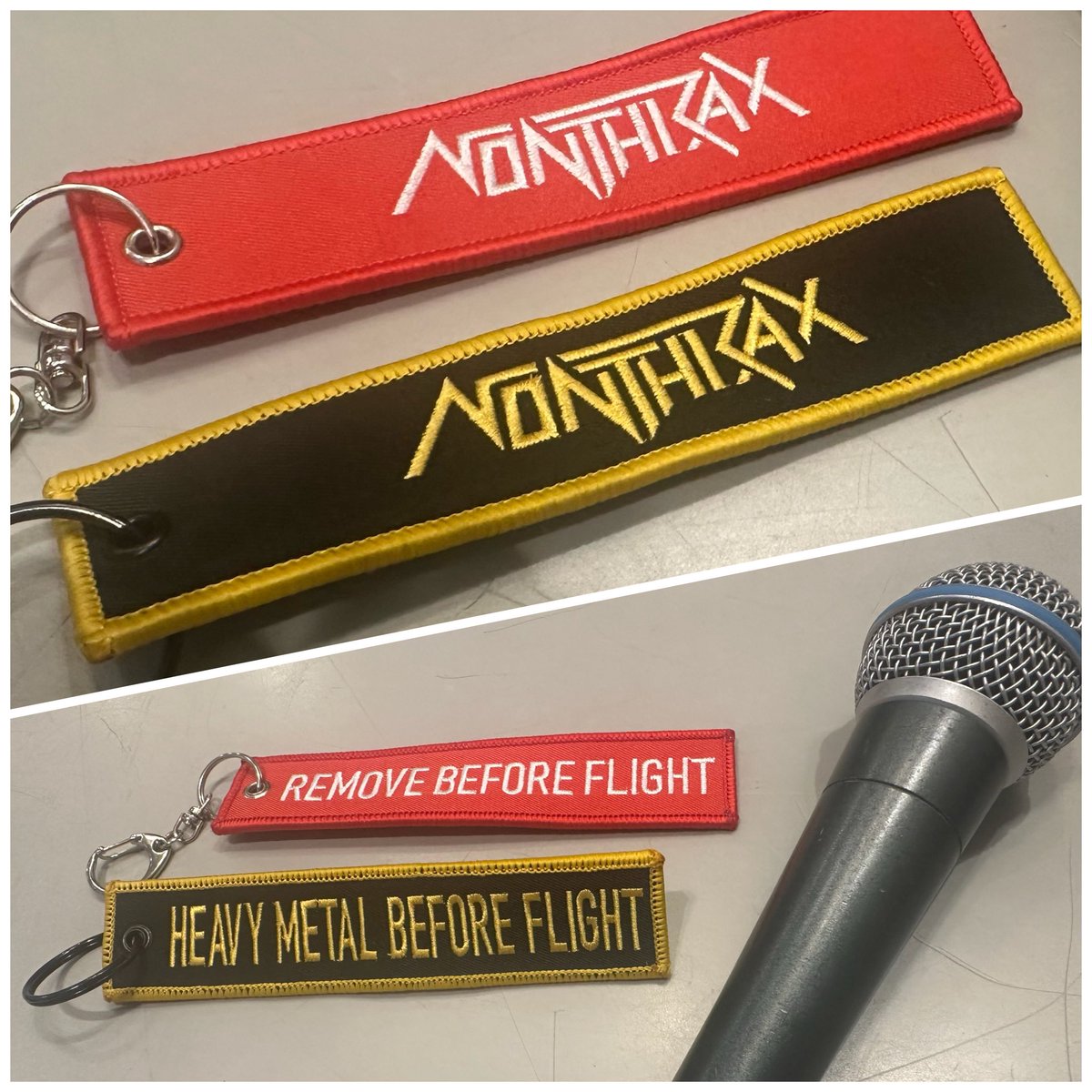 NONTHRAX1's tweet photo. Our 1st limited-edition Flight Tag keychain are ready for the Aug 11th gig at BAUHAUS!
💰 1 Tag: ¥600
💰 2 Tags (Set): ¥1,000
We're making a loss on this! 😭 But our 3 JAL flight captain members want everyone to rock them ! Venue ONLY &amp; ultra-limited. Grab both colors !
#Anthrax https://t.co/ksB9l9Xywi