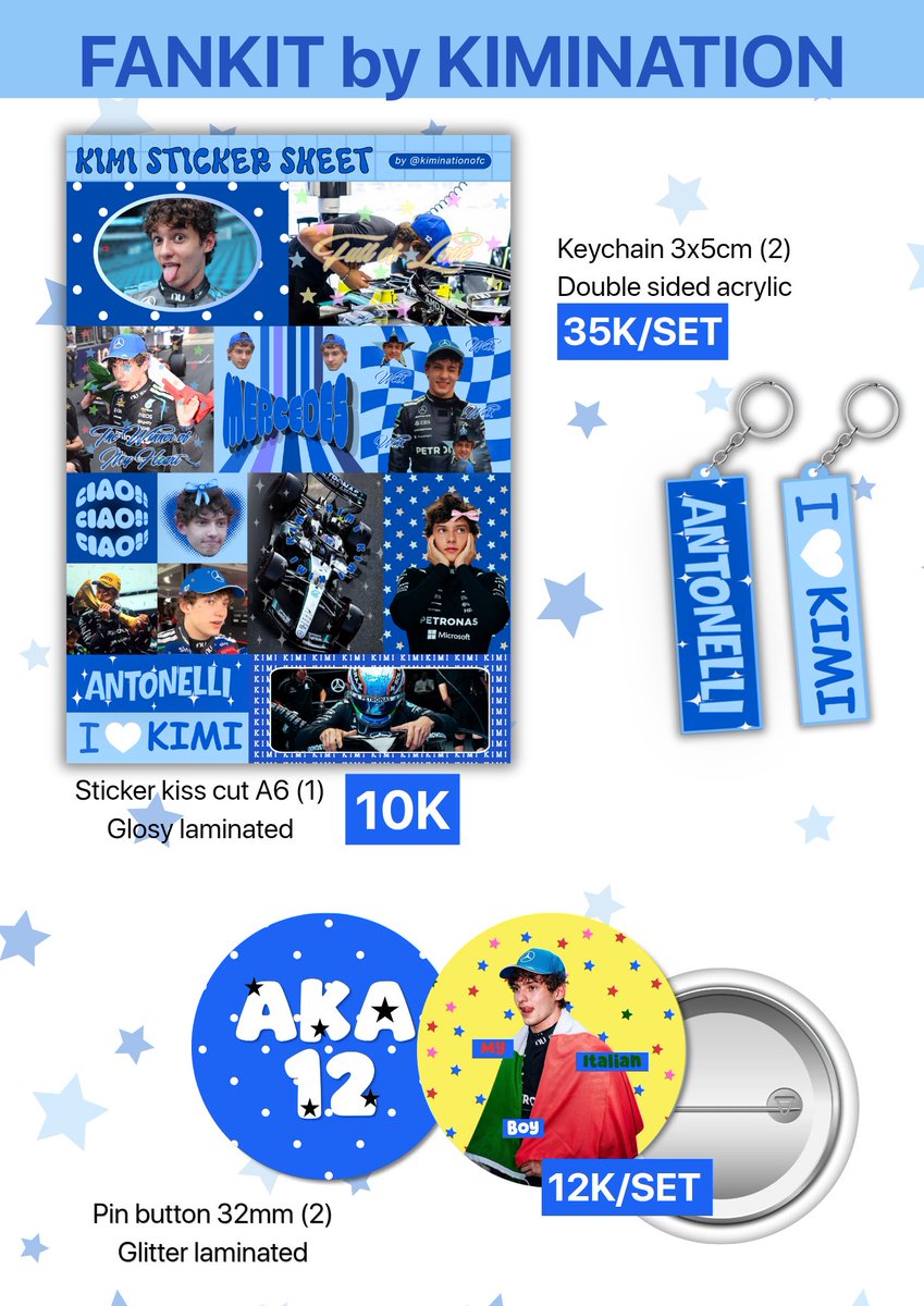 kiminationofc's tweet photo. PRE-ORDER FANKIT KIMI ANTONELLI

★ pre order period: 28 july - 8 Agust 2026 (production est 1-2 weeks after po period)

★ All profits from the sales will be used for Kimi Antonelli's birthday project.

🖇️ link PO https://t.co/Zn6wDEeK2E

For details, you can read the picture^^ https://t.co/zwTx5kjLnV