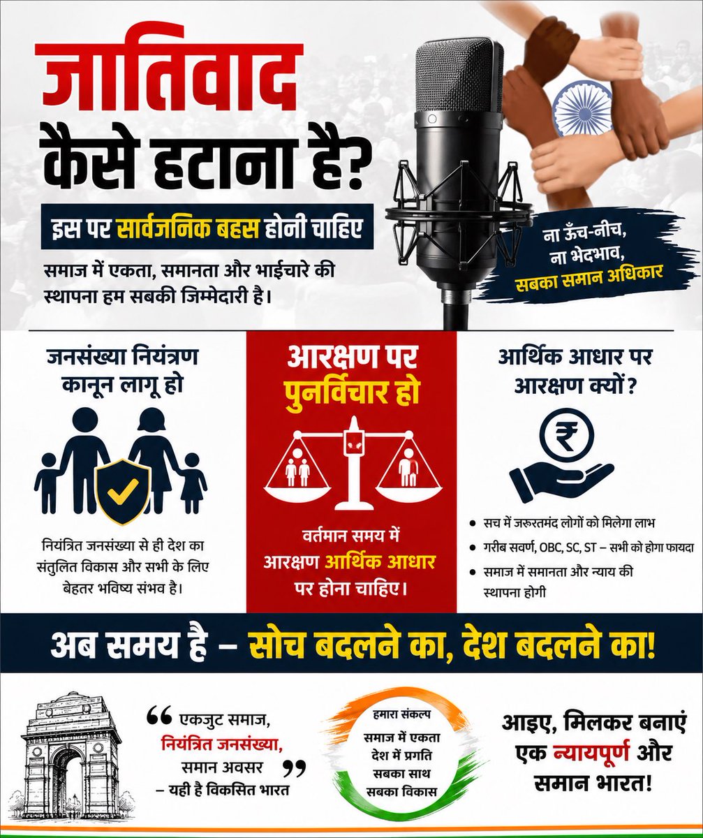 yadav_co's tweet photo. मेरी व्यक्तिगत राय में, आरक्षण नीति पर व्यापक विचार-विमर्श होना चाहिए और आर्थिक आधार जैसे विभिन्न विकल्पों पर भी चर्चा की जा सकती है, ताकि समाज के वंचित और जरूरतमंद लोगों तक सहायता प्रभावी ढंग से पहुँच सके
एकता,समानता और राष्ट्रहित को सर्वोपरि रखें🇮🇳
@Bharat_Yatra_ @narendramodi https://t.co/jTO6VyxNob
