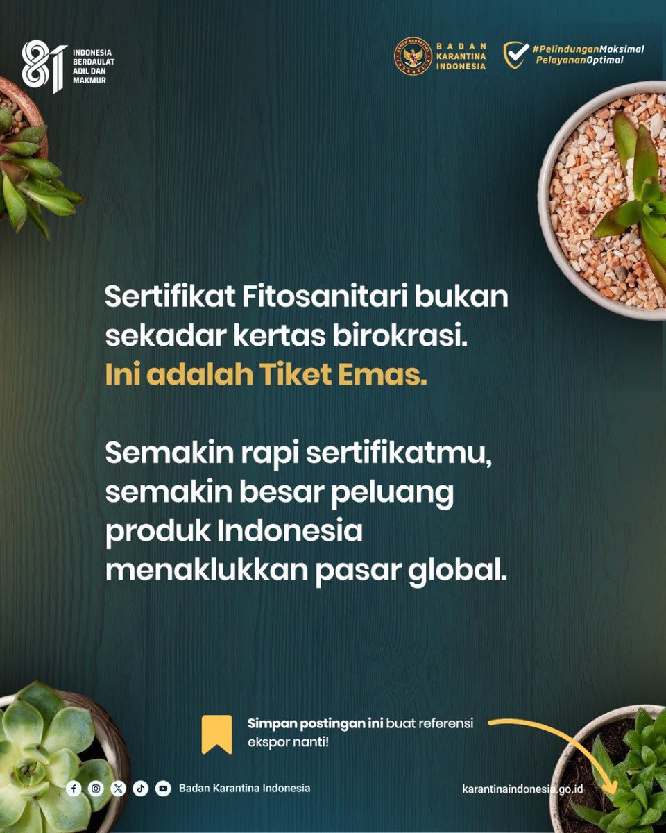 BarantinRI's tweet photo. Di #KamusKarantina edisi ini, kita belajar kalau ekspor itu bukan cuma soal "kirim barang", tapi soal "menjamin kualitas".

Sertifikat ini adalah jembatan yang bikin produk lokal kita bisa bersaing dengan produk dari negara lain di pasar dunia. https://t.co/IWrkMzm888