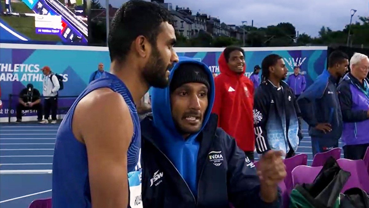 MisraSundeep's tweet photo. At 2.25 metres, two jumps binned, it seemed curtains for Sarvesh Kushare. Up to that point, every mark had been cleared in a single, fluid rush of air. Then came the third attempt. Kushare sailed, the bar trembled on its pegs, and the few diehard Indian fans suffocated on their own breath. Then, a collective exhale - the bar held.

​The bar moved to 2.28m. Three men remained: a Brit, a Jamaican, and an Indian. Decades ago, long before the Commonwealth found its modern sporting identity, the podium hierarchy would have been pre-written. Not this time. England’s Kimani Jack faded after two misses, settling for bronze. Jamaica’s Romaine Beckford and Kushare both hit a wall at 2.28m, failing to clear. Sarvesh had the final jump of the competition, but the gold slipped through his fingers. It came down to the painful arithmetic of countback: Beckford had cleared 2.25m on his first try, Sarvesh on his third. That single aberration, call it an error, cost him the top step.

​Silver, though, was a triumph and the story behind it ran deeper than the result sheet.

​Earlier in the evening, Tejaswin Shankar (TJ) had withdrawn from the event leaving open the tantalizing question of what a fully fit TJ might have achieved alongside him.

But instead of retreating to the warm-up track or the quiet of the athlete’s lounge, TJ stayed. He sat on the athlete’s bench at the edge of the apron, refusing to leave Kushare’s side.

​Between every run-up, as the stadium light flickered and the cold evening breeze swirled across the pit, the two exchanged tips. TJ wasn’t just offering empty encouragement; the former national record holder was watching and dissecting the jumps. Stride adjustments, angle of Sarvesh’s plant foot would have been scanned and corrections made. High jump is a solitary discipline; one athlete, a crossbar, and the sky. TJ and Sarvesh made it a team event. Silver was secured not just on pure adrenaline but on a shared brotherhood forged under the floodlights.

 #sarveshkushare #TJ #Glasgow2026 #cheer4bharat