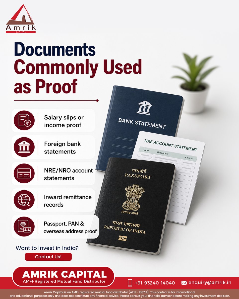AmrikCapital's tweet photo. For NRIs, investing in India starts with proper documentation.

Keeping your source of funds and investment records ready can help avoid delays and simplify compliance.

📞 +91 9324 014040
🌐 https://t.co/T8sP6wvZjQ
#NRIInvesting #SourceOfFunds #MauritiusNRIs #AmrikCapital https://t.co/s4eejXnZ7L