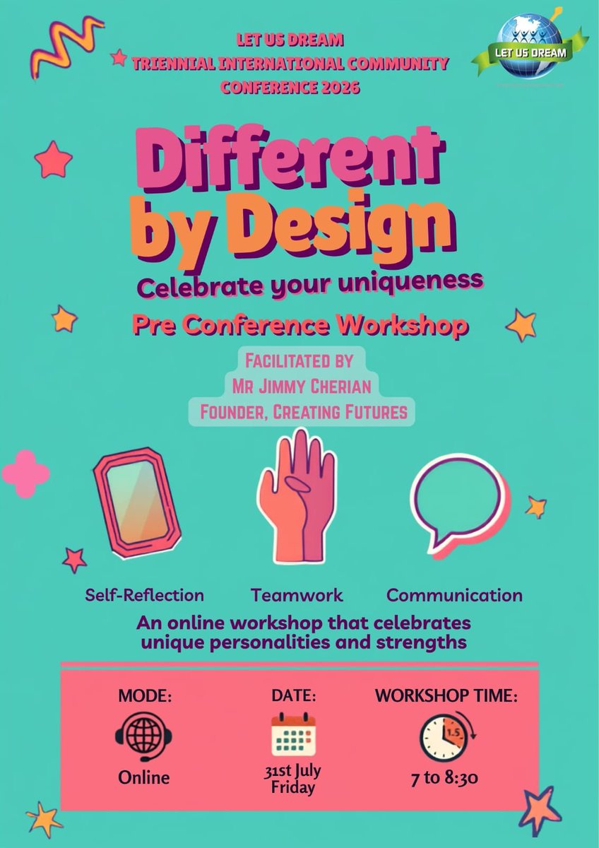 LetUsDream5's tweet photo. 🌟 Different by Design 🌟

Discover your personality style and strengthen the way you connect with others.

🗓️ 31 Jul | ⏰ 7 PM IST | 💻 Online
🎙️ Jimmy Cherian
Register: https://t.co/l5vok3d2w8
#LetUsDream #LUDCommunityConference #Leadership #Communication https://t.co/3Bf5uVoBx3
