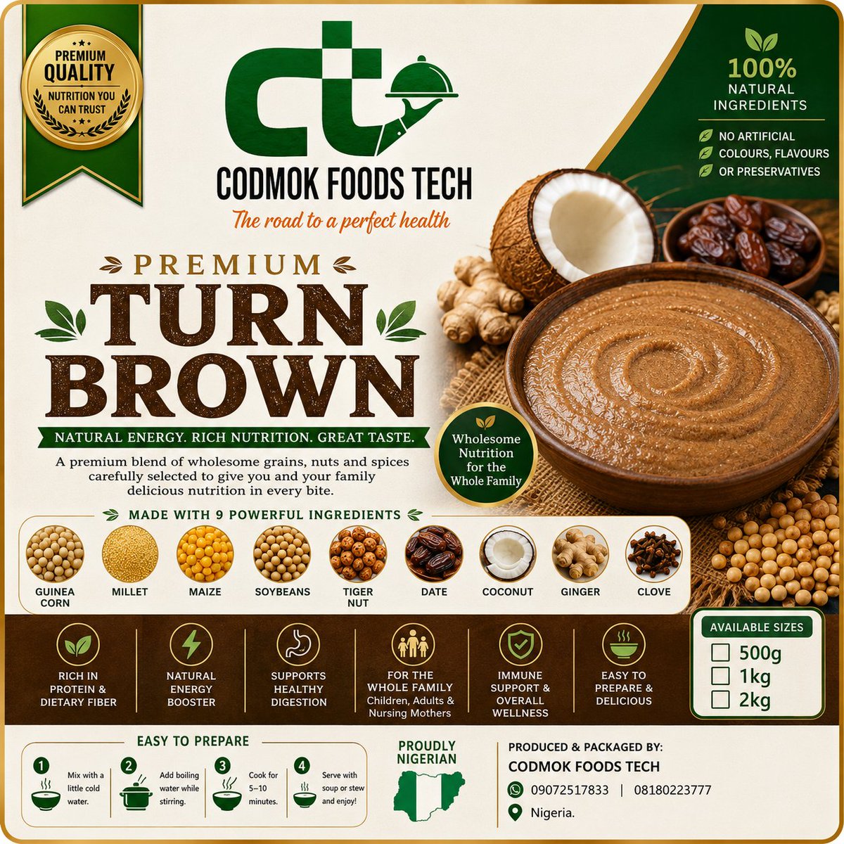 Codmokfoods's tweet photo. 🌾 Introducing Our Premium Multigrain Pap &amp; Nutritious Turn Brown! 🥣
Every spoonful is packed with natural goodness to nourish your body and keep you energized throughout the day.
📦 Order yours now......
#MultigrainPap #TurnBrown #HealthyBreakfast #NaturalFoods #CodmokFoodsTech https://t.co/X2PAc90LIG