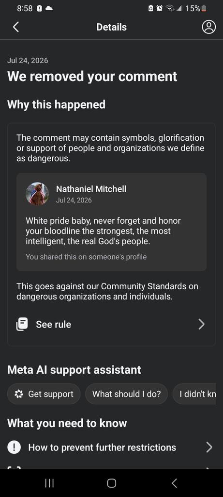 Saint_Neight's tweet photo. Apparently to honor white culture, our bloodlines and to have pride for our race just like every other rave is allowed to do loudly is a terrorist act, violence, and even human trafficking? Unreal. Got banned on FB so deleted my account. Won't support the company at all. https://t.co/ye8Mtpjezf