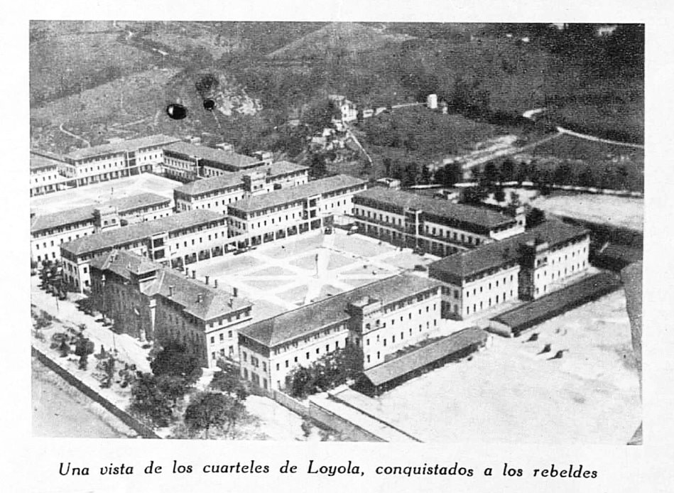 K_Lubakitik's tweet photo. 1936ko uztailaren 28an, hamar eguneko borrokaldien ostean, Donostiako Loiolako kuartelean gotortutako militar kolpistek amore eman zuten milizianoen aurrean. https://t.co/ZAf0lYpPrs
