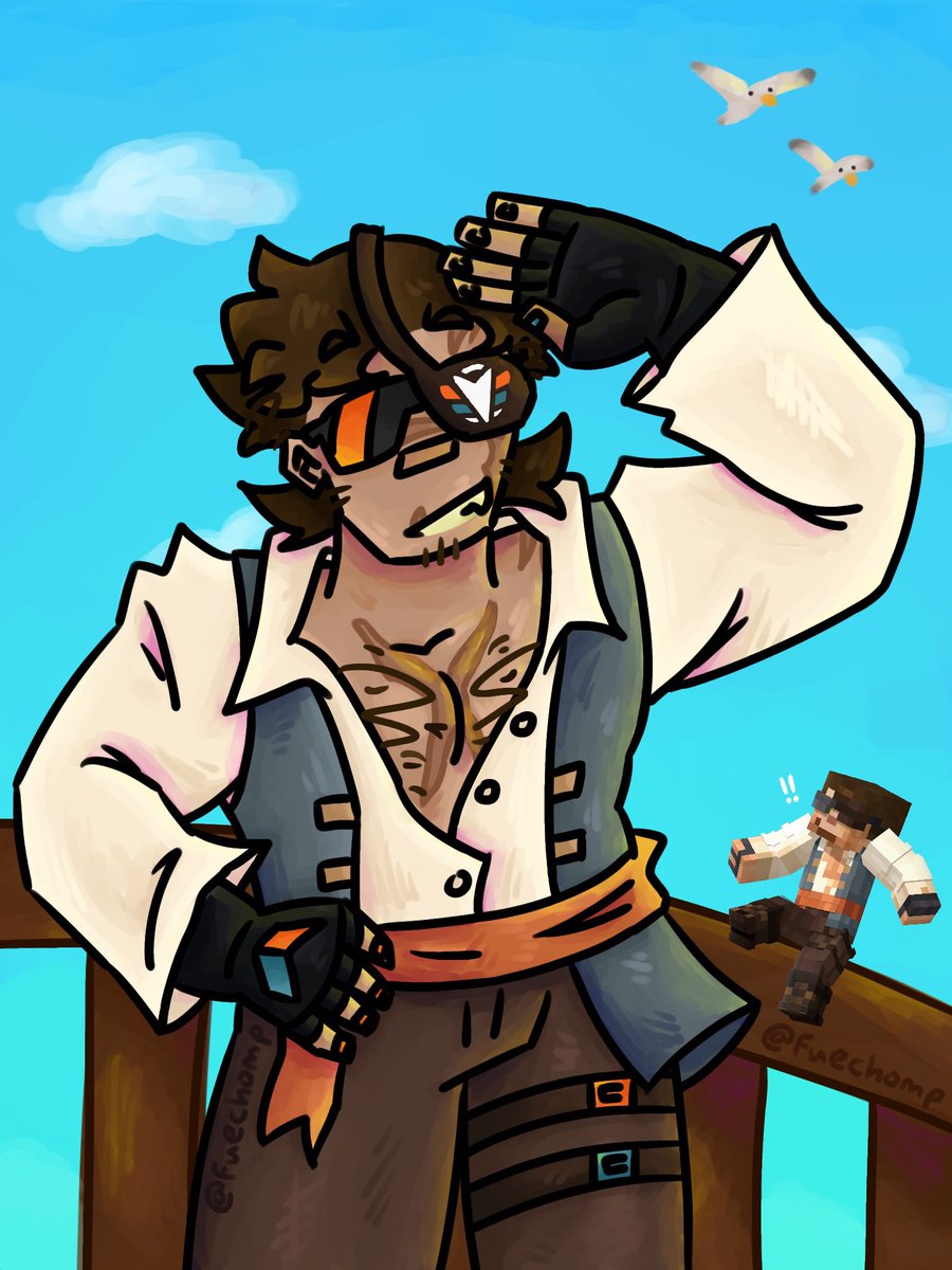 fuechomp's tweet photo. Well, hello there! Aye, aye, Hotguy! Amiright? 🧡🩵🏴‍☠️
#hotguyfanart #hotguyhermitcraft https://t.co/jgGLlHXln5