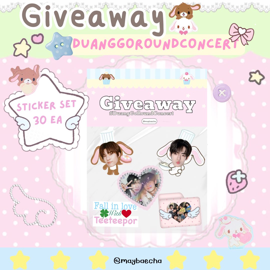 maybaecha's tweet photo. ꒰ა₊* Pls kindly rt ~🎠🪽🩰

➳❥ 𝓖iveaway 🪷 𝄞♬⋆.˚

✿ #Duang𝐆o𝐑ound��oncert <3
❤︎ sticker set ^^
      ** only 𝟯𝟬 set❕❕
🏷️ date : 16 aug 
🎐 time : tba 
💌 location : impact  arena

#เจอด้วงที่อิมแพคนะเธอ ૮ ・ﻌ・ა
#teeteepor #ตี๋ตี๋ป๋อ https://t.co/VqJi923PgF