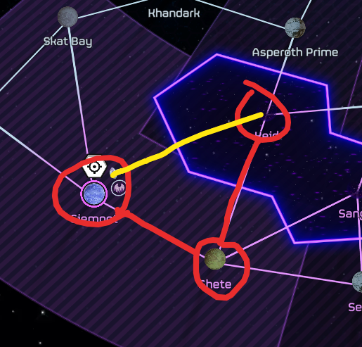 Lilith_Sleepy's tweet photo. I say we should probably keep an eye on Siemnot because they could either go from Shete to Siemnot or do what we did during the Cyberstan Campaign and make a quick FTL line. https://t.co/pP35wswyeq