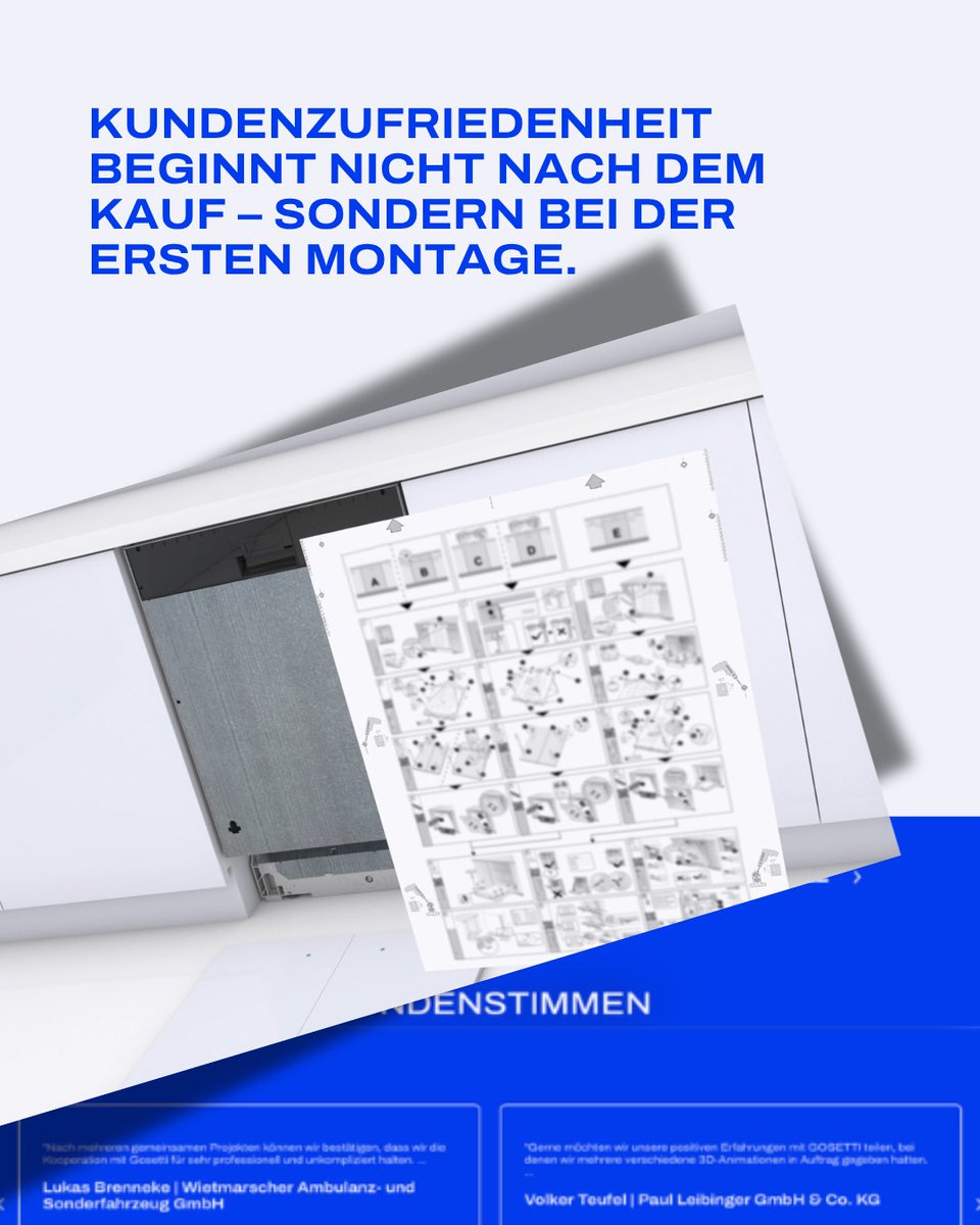 GosettiDoku's tweet photo. Viele Supportanfragen entstehen nicht wegen des Produkts - sondern wegen der Anleitung.

Animierte Montageanleitungen:
→ verständlicher
→ schneller erfassbar
→ nahezu sprachunabhängig

Digitale Produktkommunikation wird zum Wettbewerbsvorteil.

#Digitalisierung #UX #3D https://t.co/3OfIi0FJbC