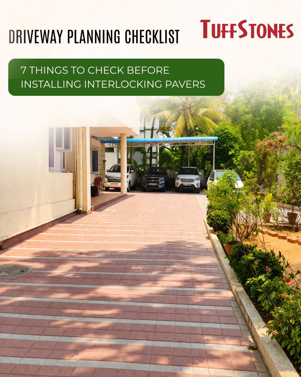 TuffStones's tweet photo. 🚗 Planning a driveway?

Check these 7 essential tips before installing interlocking pavers.

Build it right. Make it last.
https://t.co/XfvEzleS99

#Tuffstones #InterlockingPavers #DrivewayDesign https://t.co/y4HTKc291n
