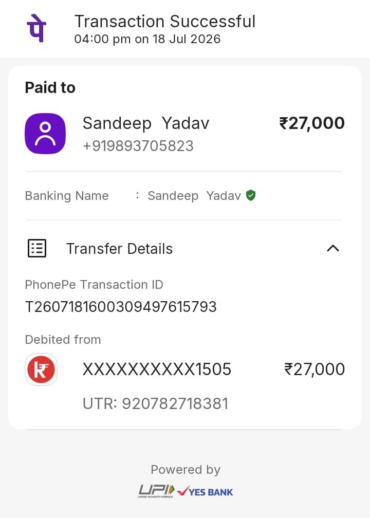 Voiceofslaves's tweet photo. @DGP_MP @MPPoliceDeptt @CMMadhyaPradesh @India_NHRC Sandeep Yadav and his gang assaulted the people from Odisha,  threatened them, and transferred the entire amount of Rs. 2,70,000. Transaction details are here. https://t.co/ydNkw6OBqO