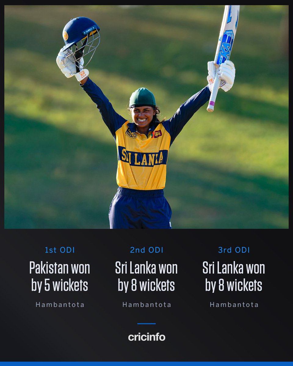 cricinfo's tweet photo. Harshitha Samarawickrama stars again as Sri Lanka come from behind to take the ODI series against Pakistan 🏆 🇱🇰 https://t.co/5q5zfih6PF