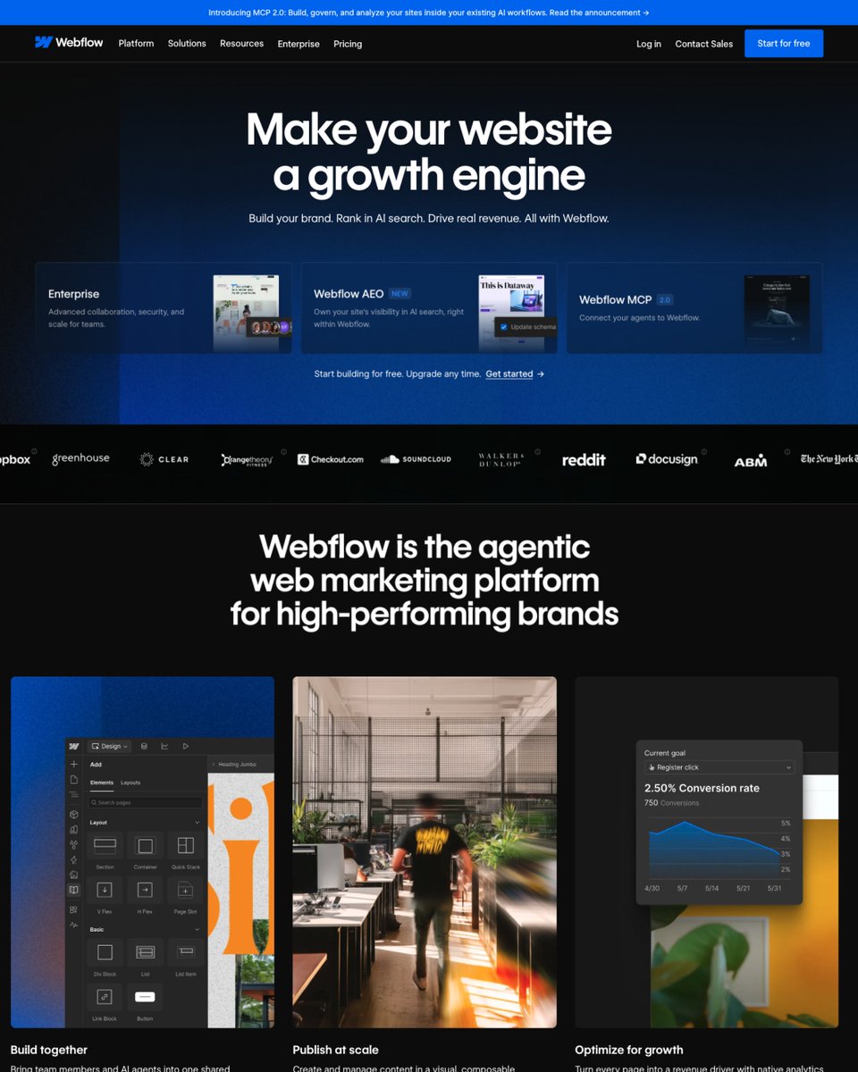 uiuxshowcase's tweet photo. 🚀 Website of the Day: Webflow

Design, build, and launch responsive websites—all without the traditional development workflow. 

🔗 Explore here: https://t.co/4iT5zR88xd https://t.co/FQB9G4V2jO