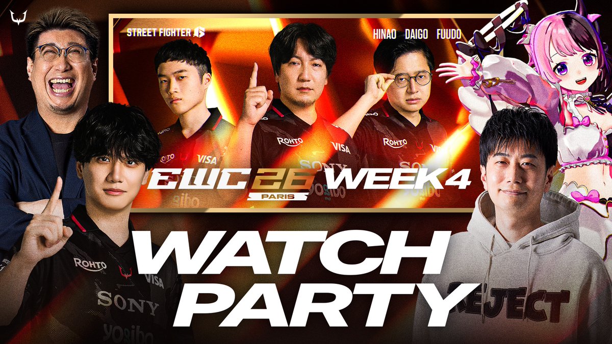 RC_REJECT's tweet photo. ／
#EWC26 STREET FIGHTER 6
ウォッチパーティー開催🎉
＼

本戦いよいよ開始！
開幕初日はみんなで盛りあがろう🔥

7/29 (水) 19:30~
🔴 https://t.co/RFB9qbHCrd
🟣 https://t.co/CT7KBwwIYJ

#RCWIN https://t.co/wiU5enHIOx