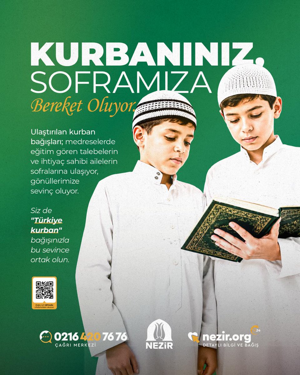 NezirDernegi's tweet photo. Kurbanınız, soframıza bereket oluyor.

Ulaştırılan kurban bağışları; medreselerde eğitim gören talebelerin ve ihtiyaç sahibi ailelerin sofralarına ulaşıyor, gönüllerimize sevinç oluyor.

Siz de "Türkiye kurban" bağışınızla bu sevince ortak olun.

🌐 Online kurban bağışı: https://t.co/9hKNz0uFbF

☎️ 0216 420 76 76

💬 0501 285 76 76

#Nezir