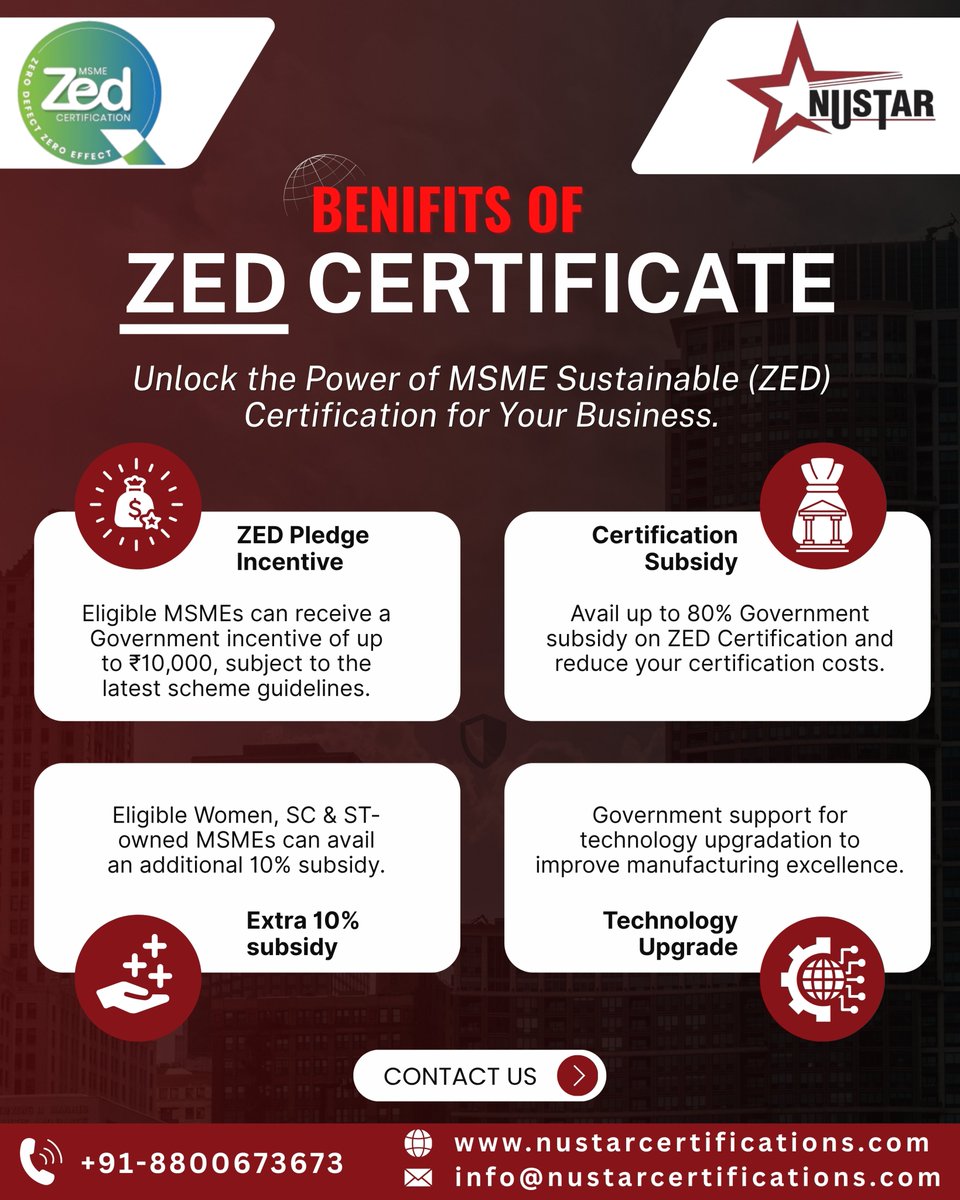 Nustar_Certify's tweet photo. ♻Discover how MSME ZED Certification can contribute to quality, sustainability, &amp; continual improvement for your MSME.

📞Call us today: +91-8800673673
🌐Visit Our Website:  https://t.co/5V2hh2Boqx

#NustarCertifications #MSMEZED #ZEDCertification #MSMEIndia #BusinessExcellence https://t.co/2t9mM5Wdx9