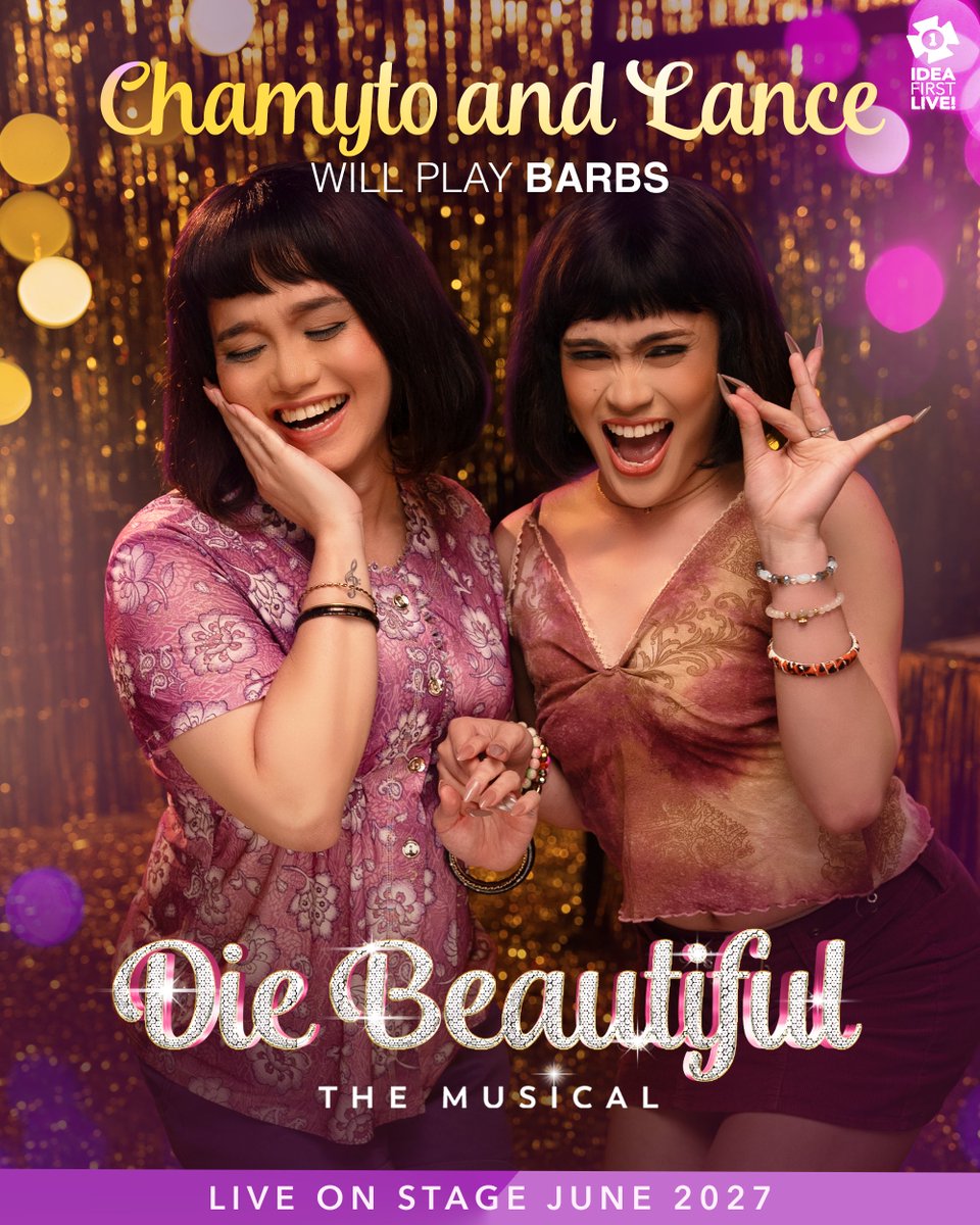 DragFansPH's tweet photo. JUST IN: Lance Reblando and Chamyto have been cast to play Barbs in Die Beautiful the Musical 💋✨The musical will be staged at the Proscenium Theater in June 2027.

🎟️For tickets, show, and bulk buy inquiries, register thru https://t.co/DuTgALbuZt. A sales Representative will contact you for Early Bird Ticket and Show Buy promotions once you have completed your registration. ✨

#DieBeautifulTheMusical