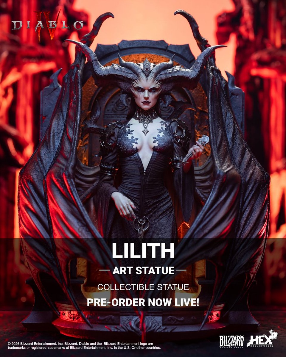 GHeroesEurope's tweet photo. Now open for Pre-Order is the new HEX Collectibles Blizzard Diablo IV - Lilith Art Statue. Now available in our shop.

● Pre-Order the Diablo IV - Lilith Art Statuehere:
https://t.co/0WE2Eyh4dy

#HEXCollectibles #GHeroesEurope #DiabloIV #Lilith #Collectibles https://t.co/WclcfdsGwL
