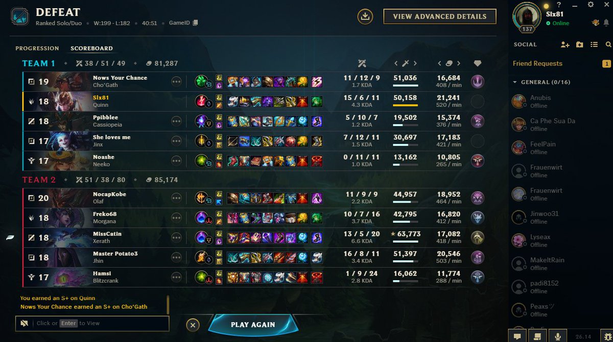 slx_81's tweet photo. @drewlevin Hello @drewlevin , wanted to ask if your team already looked into it? wanted to play a game of league again but its jut not possible get 3 inting lanes and on top of that i get -22 as usual. GameID: 7932252318 https://t.co/AYk1sTBLSc