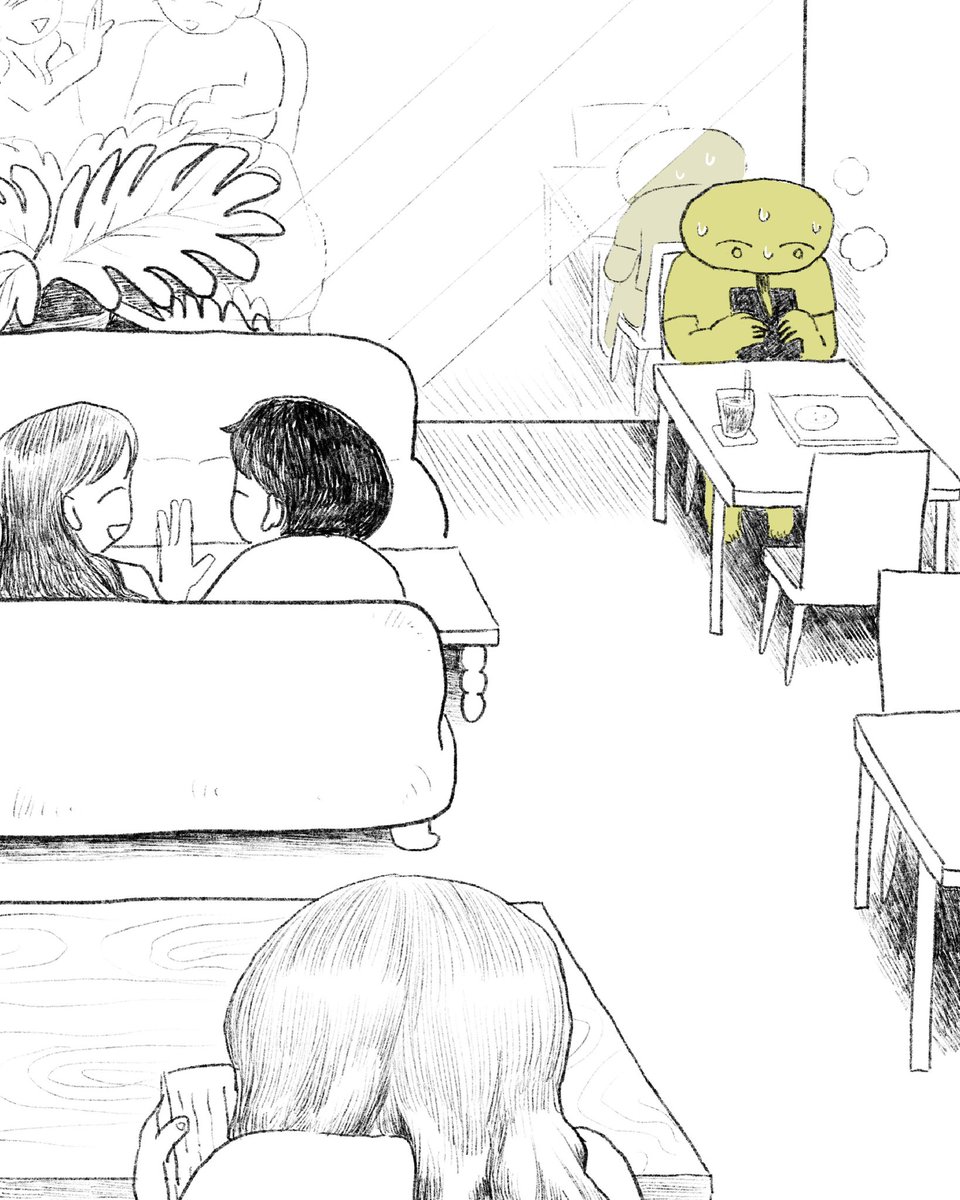 surippa70's tweet photo. はじめてのカフェ作業
家では味わえないスリルがある。

#漫画が読めるハッシュタグ
#エッセイ漫画 https://t.co/e5RAaVd4TF