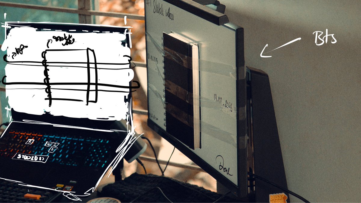 s_arunkumaar's tweet photo. I got bored of keeping it normal, so I taped my sketchbook on the monitor.
That tape is not random. It shows the block in my creativity and creating.
This sketchbook feels like a pause. Next book, I want to create more and publish more. https://t.co/LmlbcQvNQy
