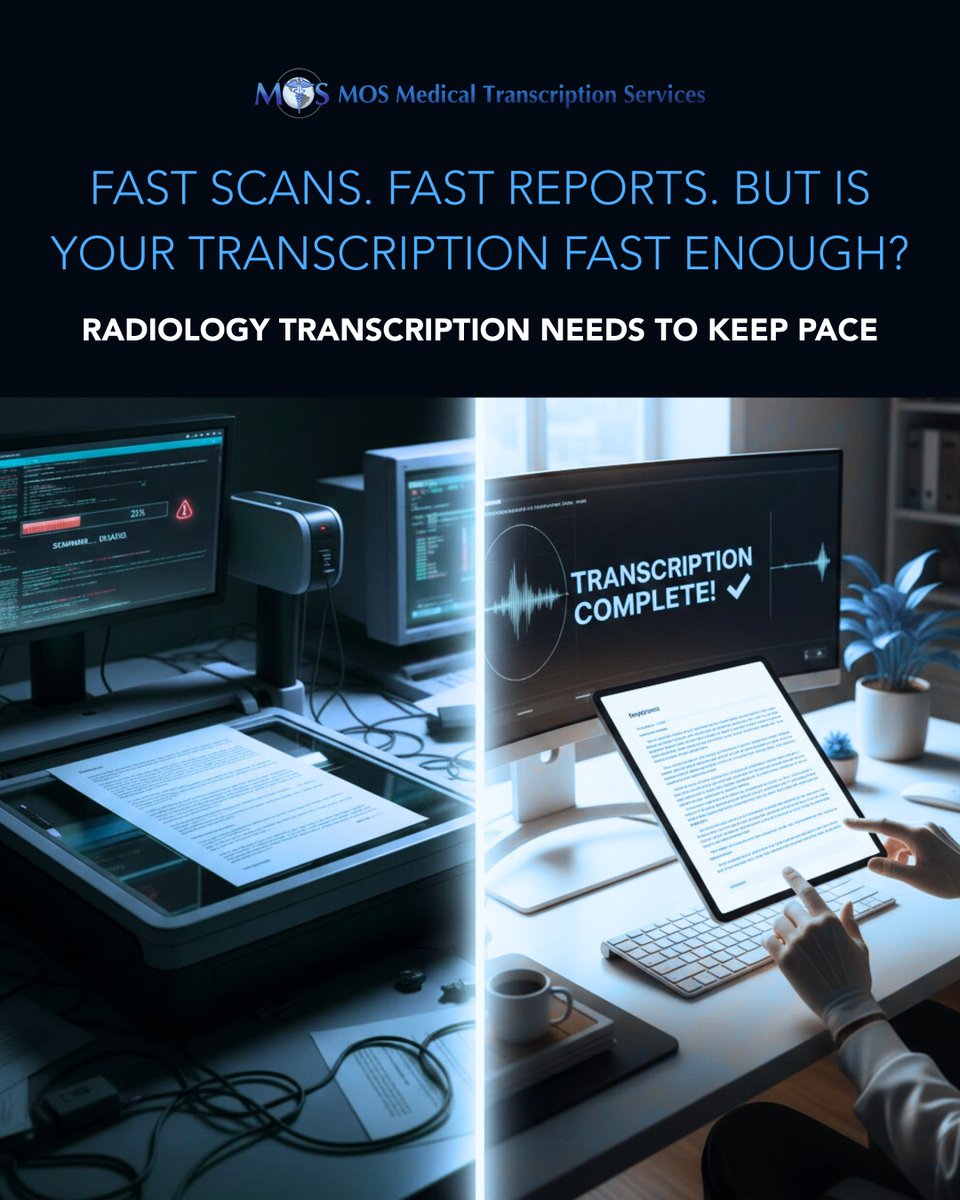 MedTranscript_'s tweet photo. Radiology moves fast. Your documentation should too.

MTS #RadiologyTranscriptionServices deliver accurate, HIPAA-compliant reports with fast turnaround—from MRIs to X-rays—so clinicians can focus on patients, not paperwork.

#RadiologyTranscription #MedicalTranscriptionServices https://t.co/4OQG82EqI8