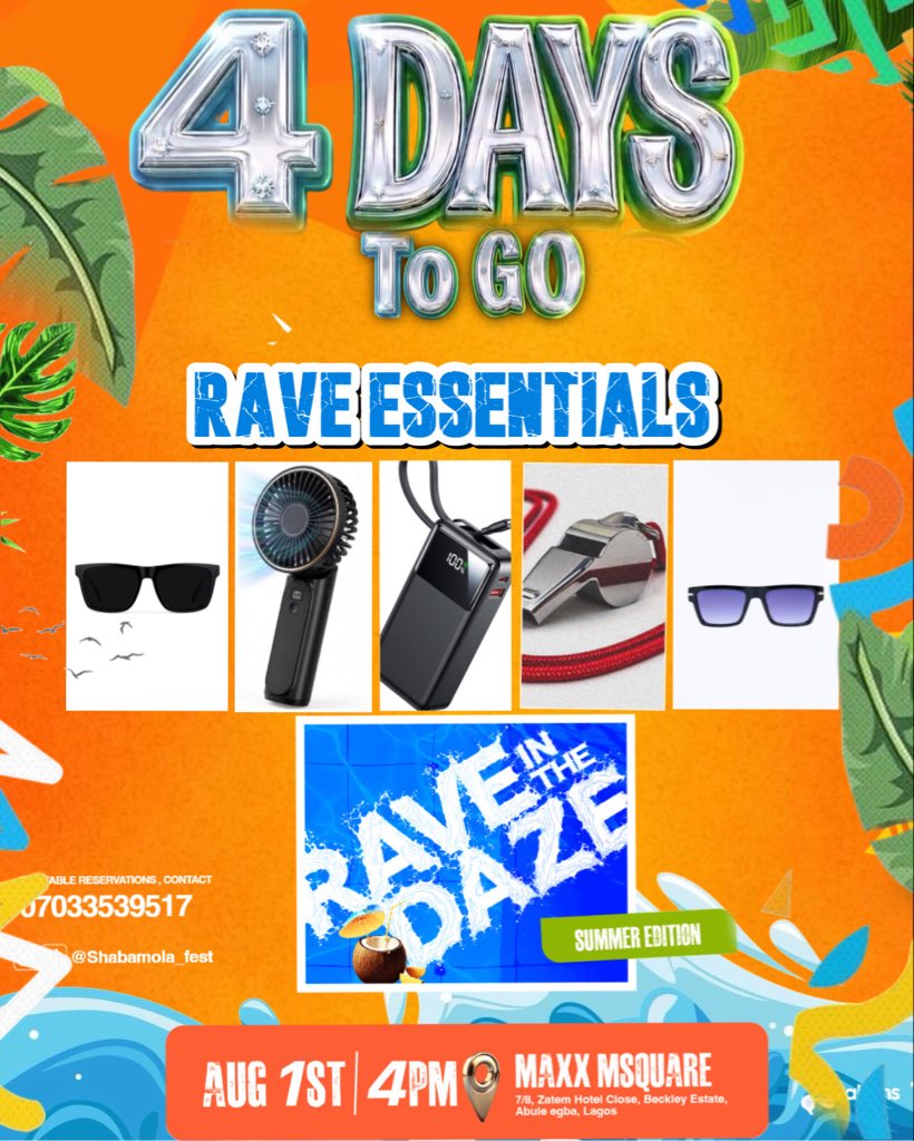 Shabamola_Fest's tweet photo. 4 days to go💃

Have you packed your rave essentials?

Because when the music starts and the lights come on, there won’t be time to wish you had prepared.

Get your ticket. Pick your outfit. We’ll handle the vibes. 🌙✨

🎟 Ticket link in the bio ✨ https://t.co/LzOLVVowuf