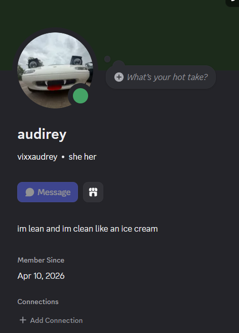 VixxAudrey's tweet photo. ok so i made a new dc. go add me idgaf who you are unless youre in my dni https://t.co/Cd95DK1TTC