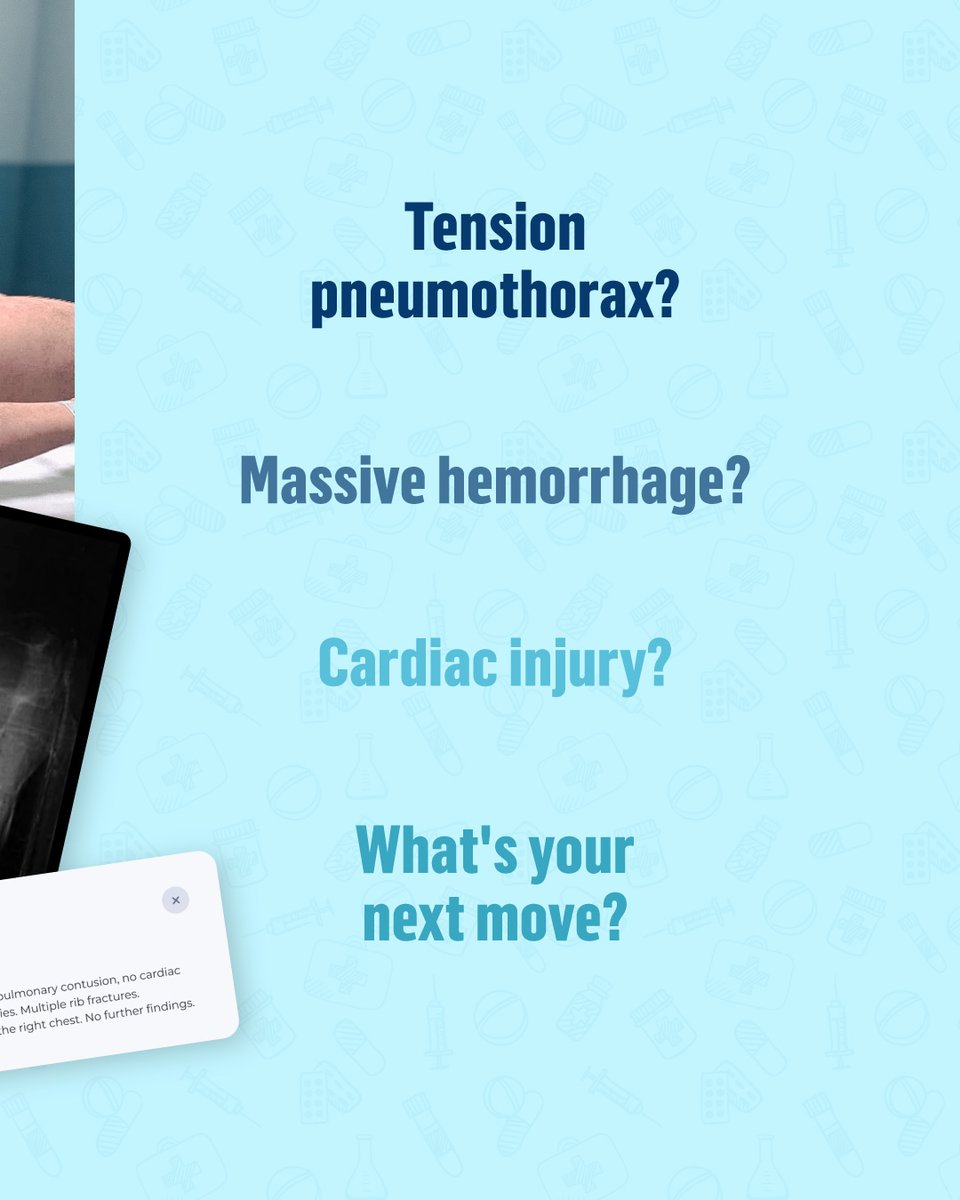 BodyInteract's tweet photo. A 30-year-old man in your ED. One gunshot wound to the thorax, clock already running. A 3D virtual patient, every wound and the X-ray as close to real life as it gets. Tension pneumothorax, hemorrhage, or cardiac injury?
Request a demo https://t.co/gsRCmp6zME

#VirtualPatient https://t.co/9rZnbcEgG7