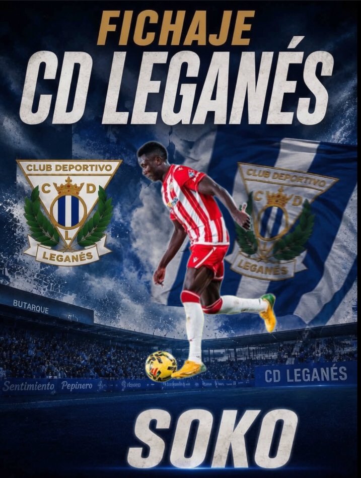 uda_2014's tweet photo. 🚨OFICIAL

🔵⚪️ Patrick Soko al @CDLeganes 

🇨🇲 El camerunés sale cedido al conjunto pepinero con una opción de compra de 1,9 Millones de €

👋Han salido 3 jugadores cedidos, así que la UDA solo puede ceder 3 jugadores más 

ℹ️@__AngelGarcia__ https://t.co/QhjD0bziUa