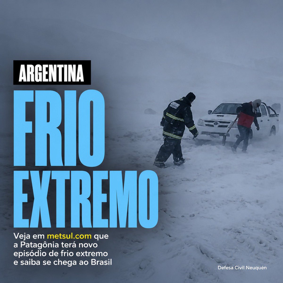 metsul's tweet photo. 🥶⛄️ TEMPO | Nova onda de frio extremo com até -20°C atingirá o Sul da Argentina. ▶️ https://t.co/aSl1Mic7vw https://t.co/ekp9oI5zhW