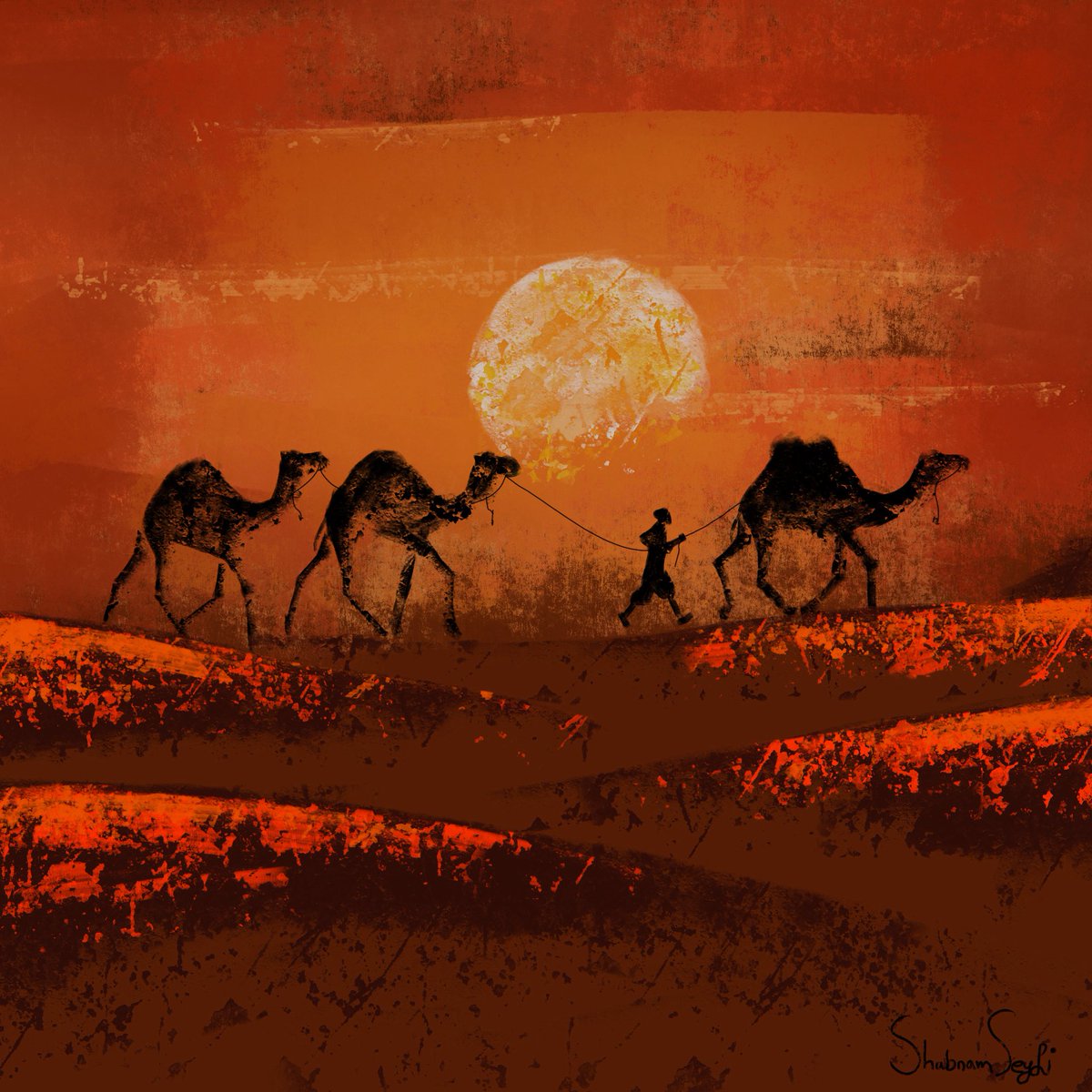 shayshelbyart's tweet photo. GM, dear friends! โ๏ธ
My new piece, Camel Driver, is now live on #OBJKT.
โจ Digital handmadeโจโจ Open Editionโจโจ Price: 0.50 XTZ
If this work resonates with you, I'd be honored to have you as its collector.
https://t.co/2aIhRoJlA4
#Tezos #NFT #NFTCommunity #DigitalArt #CleanNFT https://t.co/yEXjQKECPf