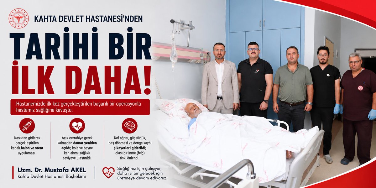 KDevlet15374's tweet photo. Kahta Devlet Hastanesi'nden Sağlıkta Bir İlk Daha
-
Hastanemizde, ilçemizde ilk kez gerçekleştirilen girişimsel işlemle Subklavyen Çalma Sendromu tanısı konulan hastamız, açık cerrahiye ihtiyaç duyulmadan balon ve stent uygulamasıyla başarılı bir şekilde tedavi edildi. https://t.co/n3uE7VmeFN