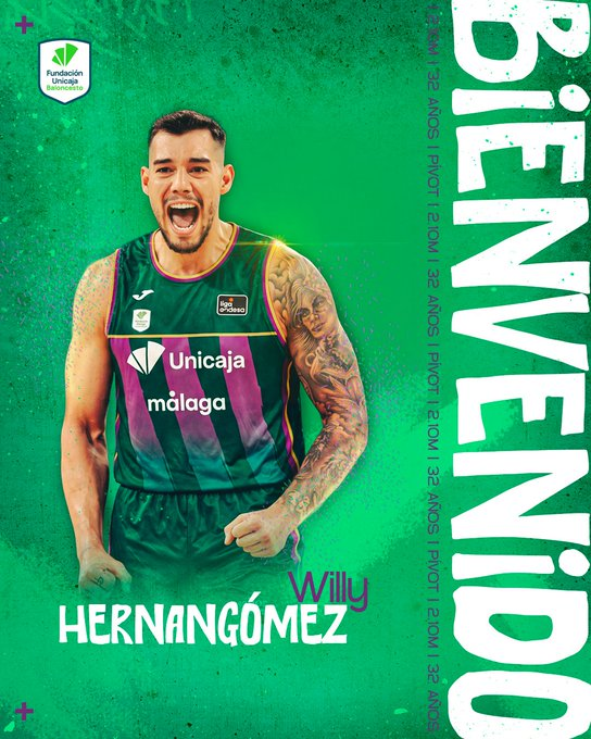 GIGANTESbasket's tweet photo. 🚨 ÚLTIMA HORA: El @unicajaCB anuncia la incorporación de Willy Hernangómez.

El pívot de 32 años firma por una temporada tras su salida del Barça. https://t.co/Hd1VM4DQTK