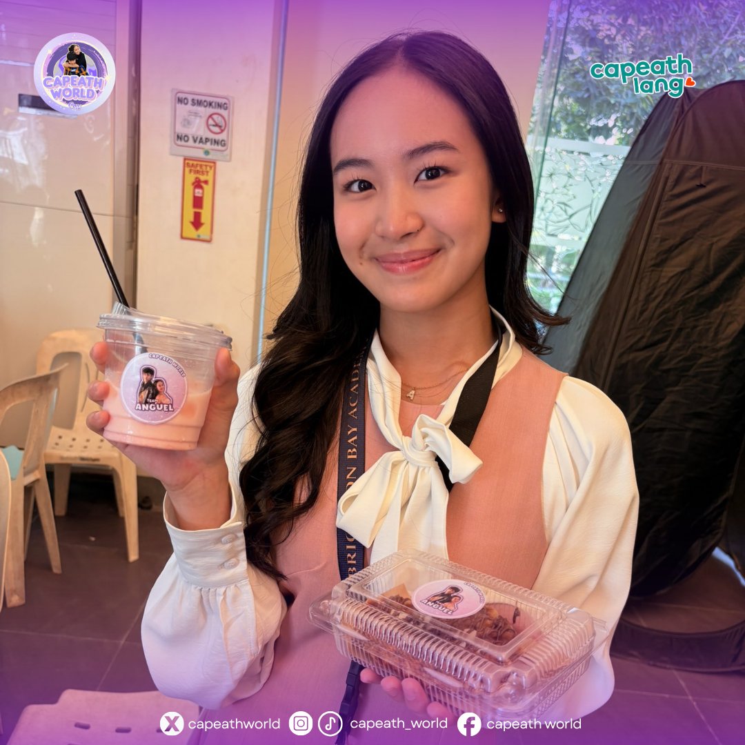 capeathworld's tweet photo. Caprice enjoying our #TeamAnguel Pink Drink &amp; Croffle!🧇

#CapriceCayetano
#YMFS https://t.co/tPZmZhCK3m