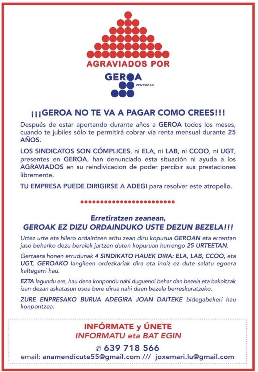 apgjotake2026's tweet photo. Construir el futuro, defenestrando el presente?
Es lo que habéis hecho el GV, ADEGI y los sindicatos que traicionan a sus afiliad@s y trabajador@s. 
Tanto decir que habéis hecho,vamos a darlo por bueno.Pero en ese recorrido,tenéis un "lío" preparado con la EPSV GEROA.Que esconde? https://t.co/9BObSuLOU4