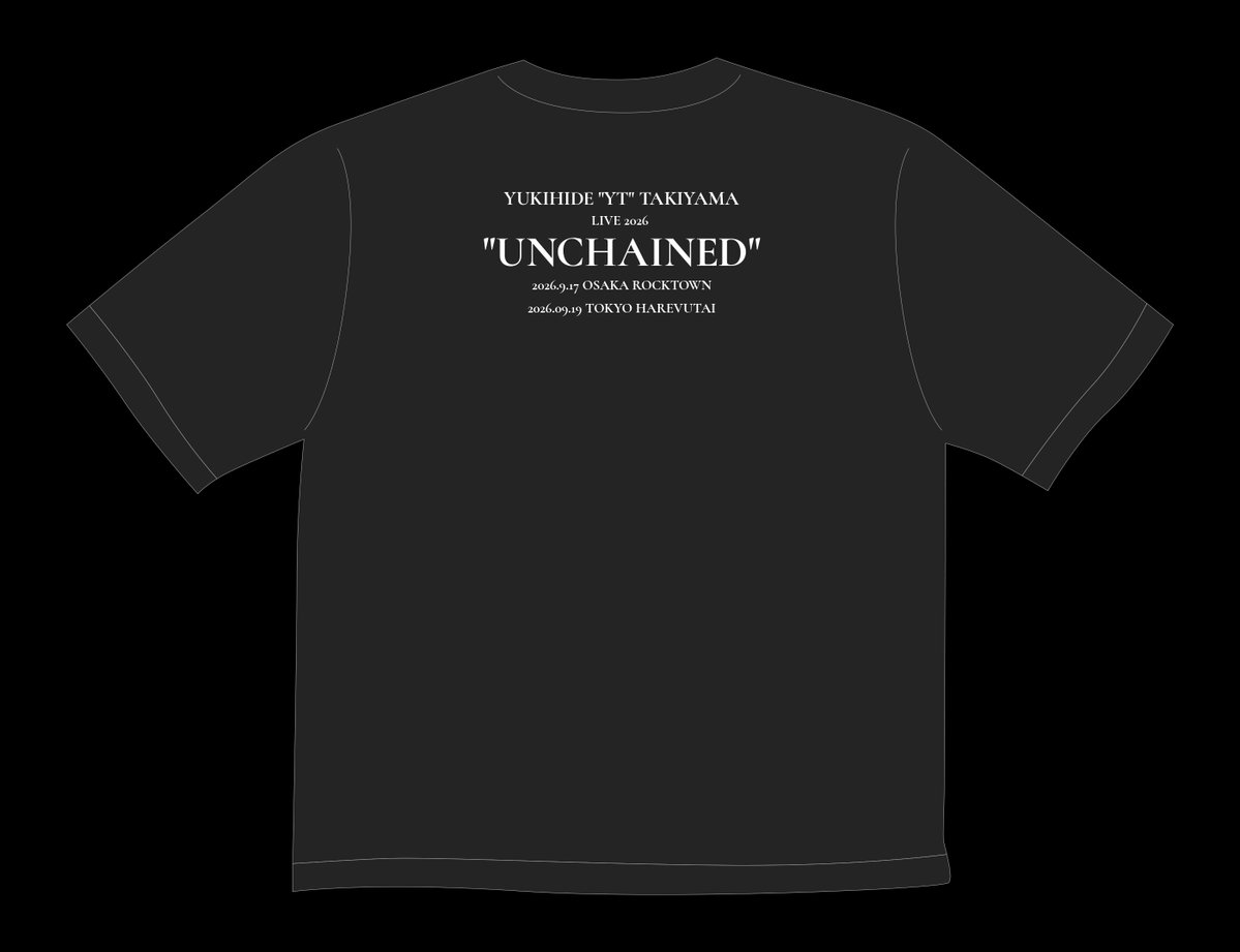 SonusNexus_'s tweet photo. YT LIVE 2026 UNCHAINED Official Goods
https://t.co/2bk0p7Uqv0

Unchained Tee / SUMI BLACK
オーバーサイズシルエットの5分袖Tシャツは、ドロップショルダーでリラックス感を持って着こなしたい1着。

デザインは、YT直筆の「Unchained」の文字をデフォルメされたアーティストフォトに重ねたアートなTシャツ。背面にはライブタイトルもプリント。