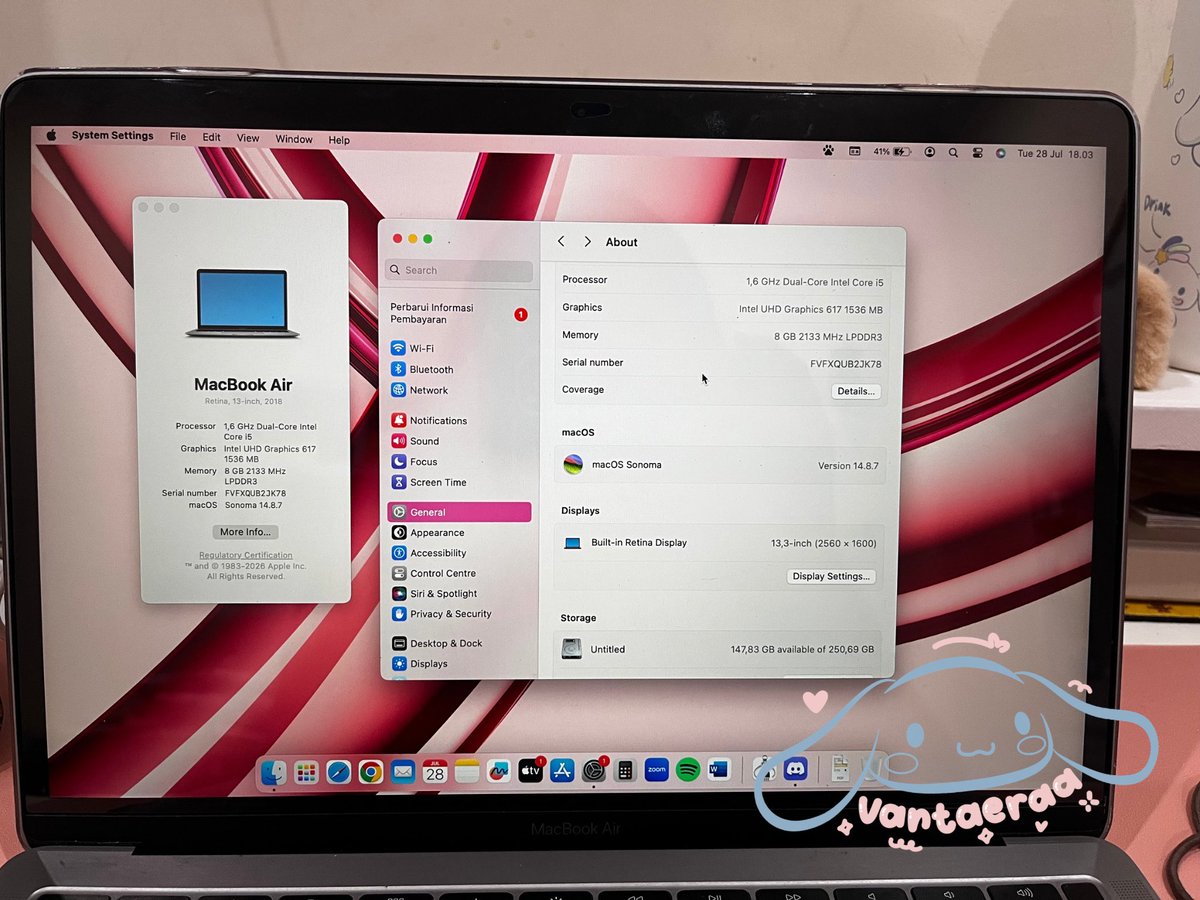 LJNDARL's tweet photo. WTS MACBOOK AIR RETINA 2018 13” RAM 8 SSD 256 GB

4.900.000 bisa nego tipis

ʚ Batre masih ori, cc normal
ʚ dapet charger, box, case sama sleeve
ʚ semua masih fungsional
ʚ minusnya ada bekas stiker dikit cuma ga ngaruh ke yang lain

t. wts macbook air 2018 https://t.co/QY2XsePPSn