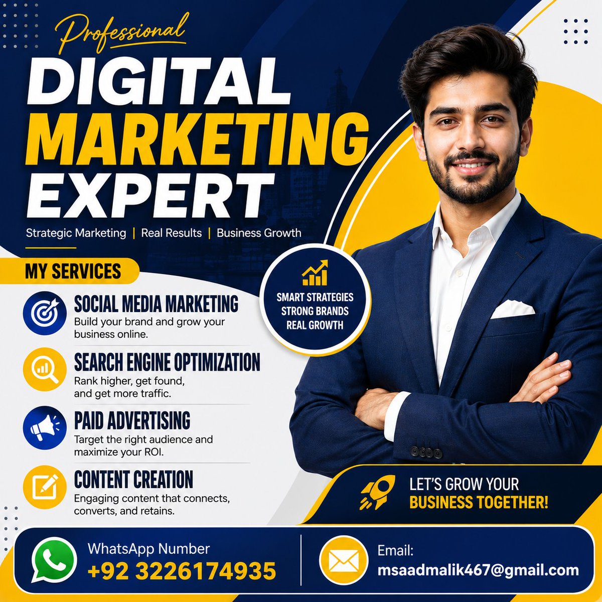 smmbysaad's tweet photo. Grow Your Business with a Professional Digital Marketing Expert!
WhatsApp: 0322 6174935
 Email: msaadmalik467@gmail.com 
#DigitalMarketing #DigitalMarketingExpert #SocialMediaMarketing #SearchEngineOptimization #MetaAds #FacebookAds #GoogleAds #ContentMarketing #ContentCreation https://t.co/bLK50onUDt