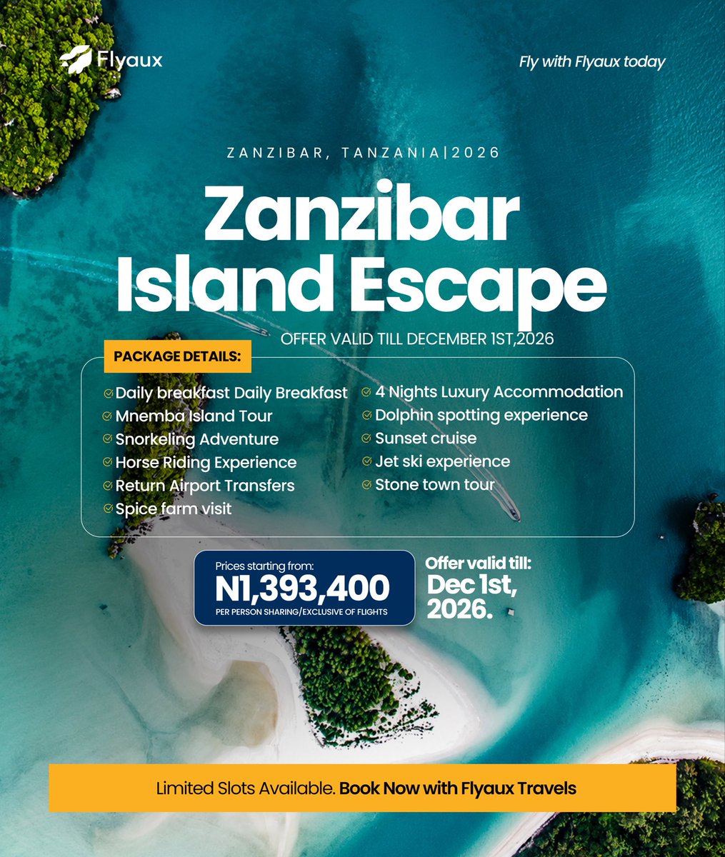 Flyauxofficial's tweet photo. No visa? No problem. 

If you've been putting off that international trip because of visa requirements, this is your sign to travel smarter.

We've rounded up 5 visa-free destinations that deserve a spot on your summer travel list.

let Flyaux handle the rest from flights to accommodation and everything in between.
📩 Send us a DM to start planning.
#Flyaux #VisaFree #SummerGetaway #TravelDeals #TravelAgency #TravelAfrica #ExploreTheWorld