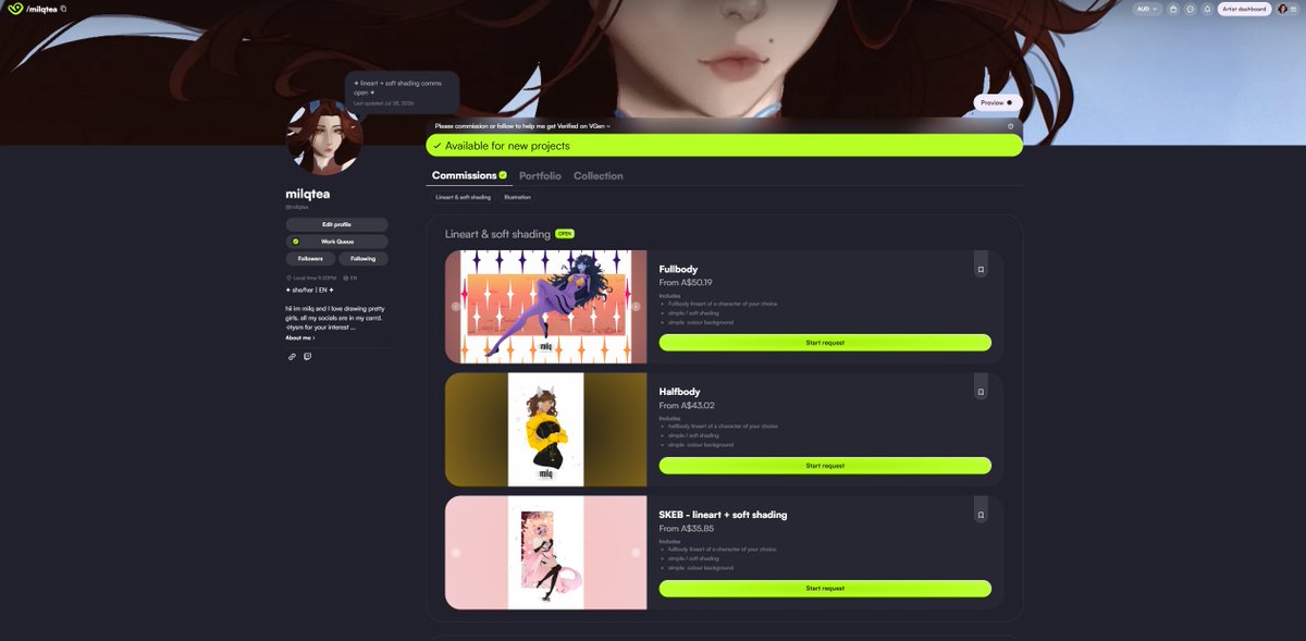 milqqtea's tweet photo. Just set up my vgen  and have 1 type of comm available.   trying to get verified so any help is appreciated!!  

Also if youre a fellow artist drop your vgen below! i'm also looking for moots

#VgenComms #Vgen #artmoots #commission https://t.co/DlUdBzu4ZI