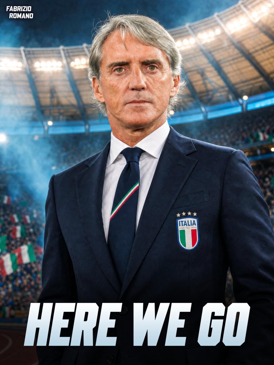 GoalCrestX's tweet photo. 🚨🔵 BREAKING: Roberto Mancini is set to become Italy's new head coach! 🇮🇹

The agreement is in place, with Mancini returning to lead the Azzurri once again after the Andrea Pirlo deal collapsed.

📸 Via: @FabrizioRomano

#Mancini #Italy #Azzurri #Football #GoalCrest https://t.co/gLf2BKIqys