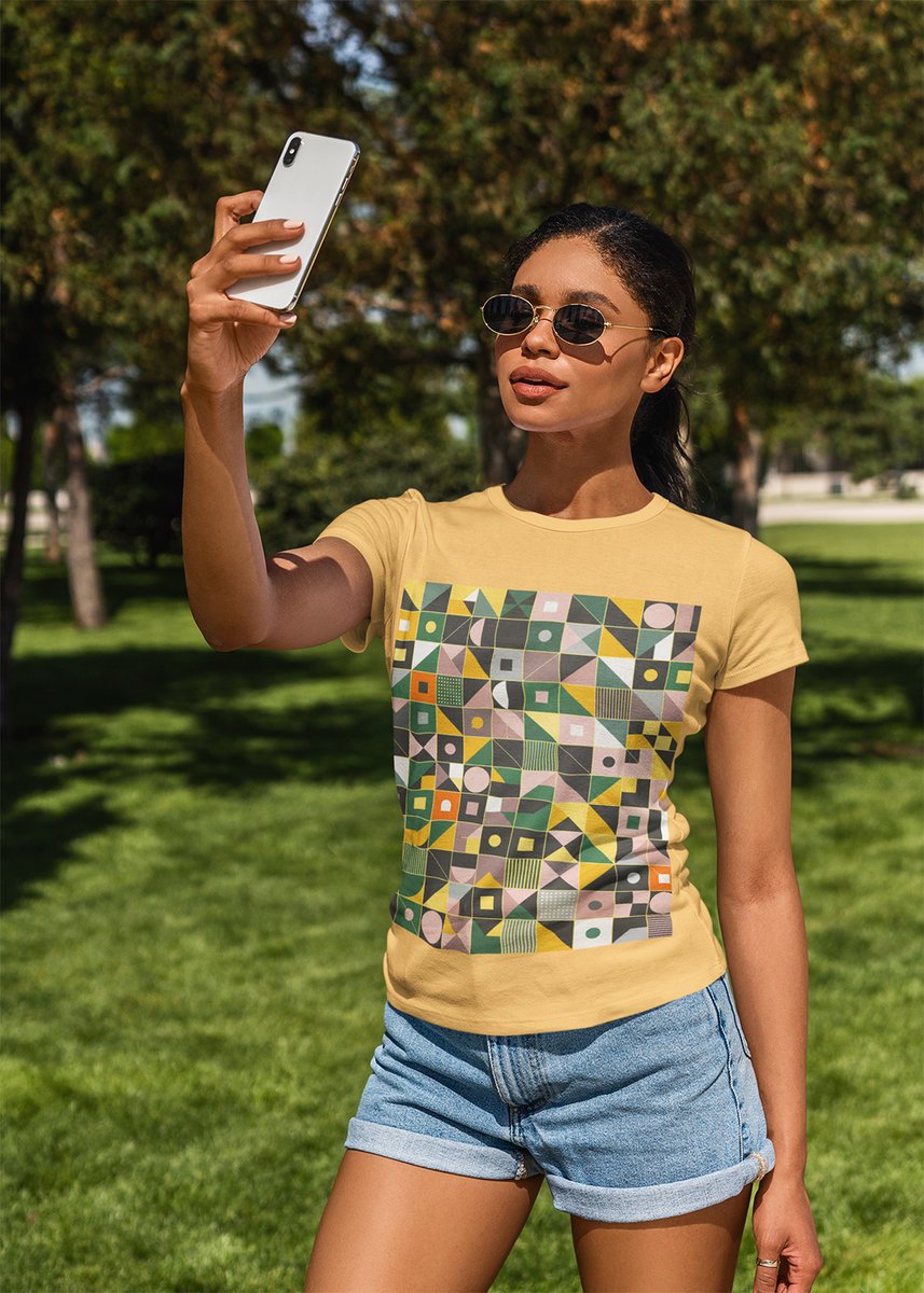 habatour20's tweet photo. Make a statement with this bold #geometricprint tee featuring a vibrant mosaic of triangles, circles, and stripes in mustard gold, forest green, and blush pink.
Available at : https://t.co/KV1z9Imnsq
#GeometricTee #AbstractPatternShirt #ModernArtWear #GraphicTee #geometrictee https://t.co/CQyqmqHbXe