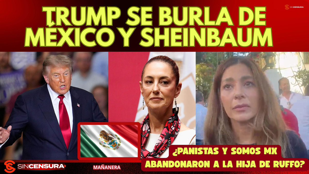 _VicenteSerrano's tweet photo. 🚨 #EnVivo | @realDonaldTrump se burla de México y @Claudiashein ¿Panistas y Somos MX abandonaron a la hija de Ruffo?
28/07/2026
👇🏽
https://t.co/ceCQ3iqOkq https://t.co/3UEobPKakR
